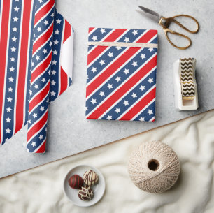 Patriotisches Rot, Weiß & Blau USA Sterne & Streif Geschenkpapier