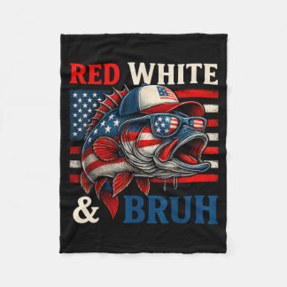Patriotisches Rot Weiß Bruh Amerika Fisch Angeln 4 Fleecedecke