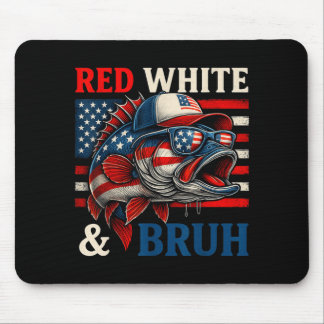 Patriotisches Rot Weiß Bruh Amerika Fisch Angeln 4 Mousepad
