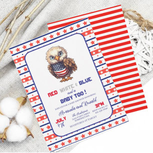 Patriotisches Rot Weiß und Blau 4. Juli BB-Einladu Einladung
