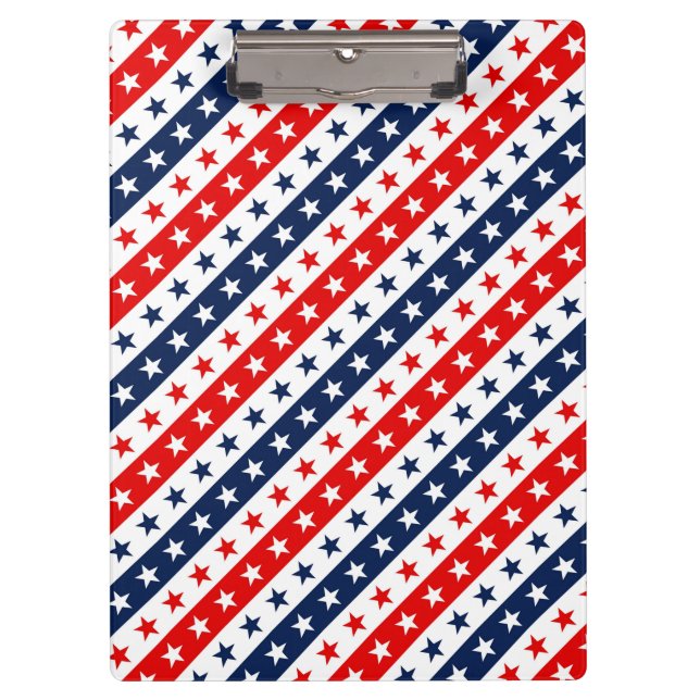 Patriotisches Rot, Weiß und Blau USA - Sterne & St Klemmbrett (Vorderseite)