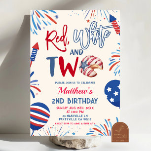 Patriotisches Rot Weiß und zwei Geburtstag Einladung