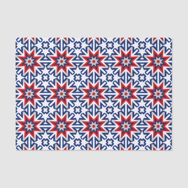 Patriotisches rotes blaues Muster Seidenpapier (Vorderseite)