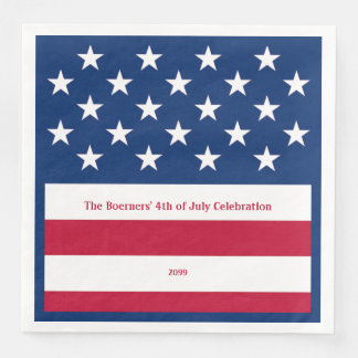 Patriotisches Rotes Weiß & Blau Altes Glanzpapier  Serviette