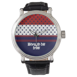 Patriotisches Rotes Weiß & Blau mit Sternendesign Armbanduhr