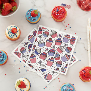 Patriotisches Rotes Weiß und Blaues Cupcake-Party Serviette