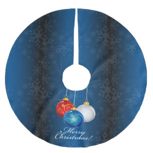 Patriotisches rotes weißes Blau verziert frohe Polyester Weihnachtsbaumdecke