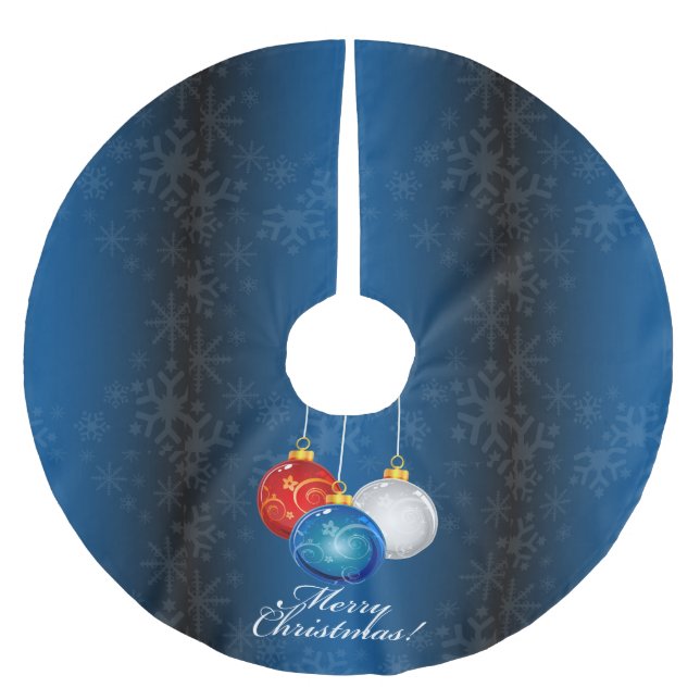 Patriotisches rotes weißes Blau verziert frohe Polyester Weihnachtsbaumdecke (Vorderseite)