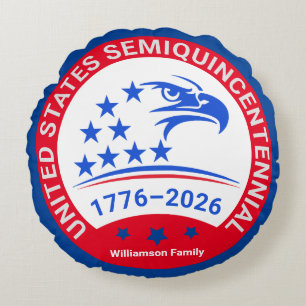 Patriotisches rundes Kissen • 1776–2026 Familiener