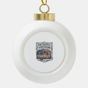Patriotisches RV-Camper-Vektorgrafik-T-Shirt Keramik Kugel-Ornament