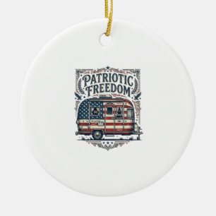 Patriotisches RV-Camper-Vektorgrafik-T-Shirt Keramik Ornament