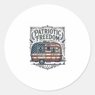 Patriotisches RV-Camper-Vektorgrafik-T-Shirt Runder Aufkleber