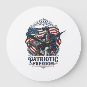Patriotisches Schachspieler Vektorgrafik T-Shirt Große Wanduhr