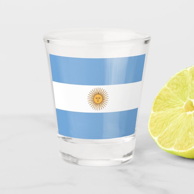 Patriotisches Schießglas mit argentinischer Flagge Schnapsglas (Vorderseite)