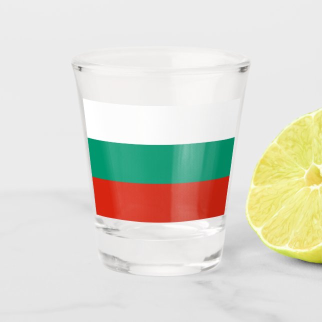 Patriotisches Schießglas mit bulgarischer Flagge Schnapsglas (Vorderseite)