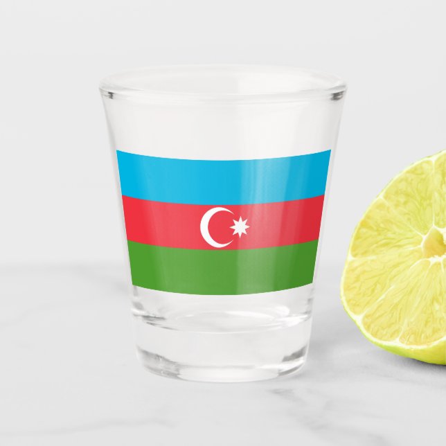 Patriotisches Schießglas mit der Flagge Aserbaidsc Schnapsglas (Vorderseite)