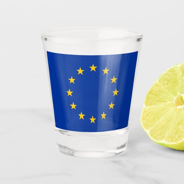 Patriotisches Schießglas mit der Flagge der Europä Schnapsglas (Vorderseite)