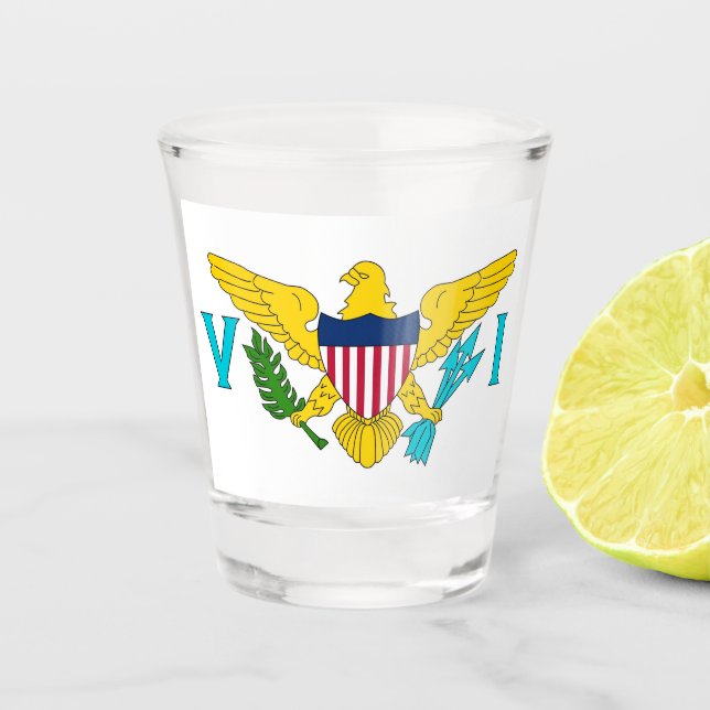 Patriotisches Schießglas mit der Flagge der Jungfr Schnapsglas (Vorderseite)