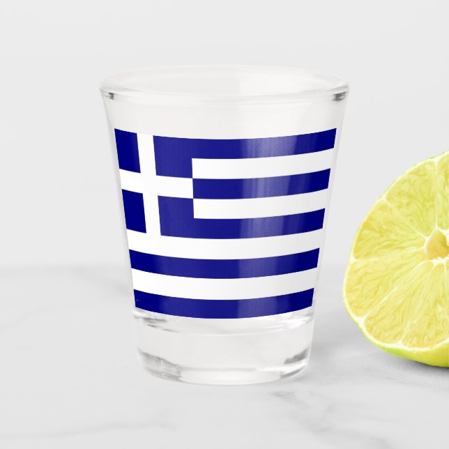 Patriotisches Schießglas mit der Flagge Griechenla Schnapsglas (Vorderseite)