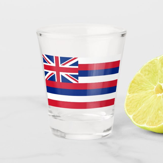 Patriotisches Schießglas mit der Flagge Hawaiis, U Schnapsglas (Vorderseite)