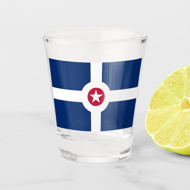 Patriotisches Schießglas mit der Flagge Indianapol Schnapsglas (Vorderseite)