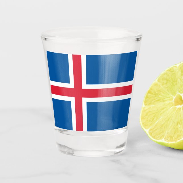 Patriotisches Schießglas mit der Flagge Islands Schnapsglas (Vorderseite)