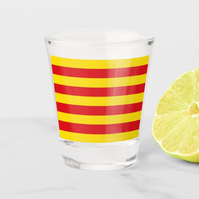 Patriotisches Schießglas mit der Flagge Katalonien Schnapsglas (Vorderseite)