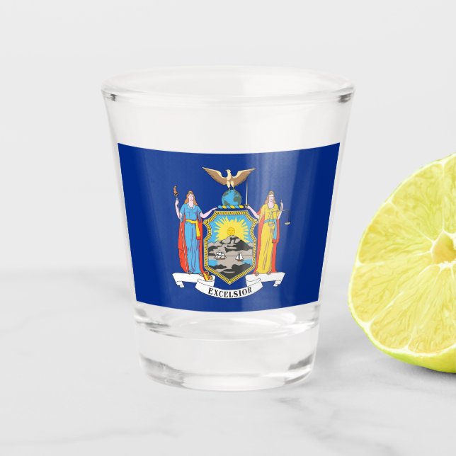 Patriotisches Schießglas mit der Flagge New Yorks Schnapsglas (Vorderseite)