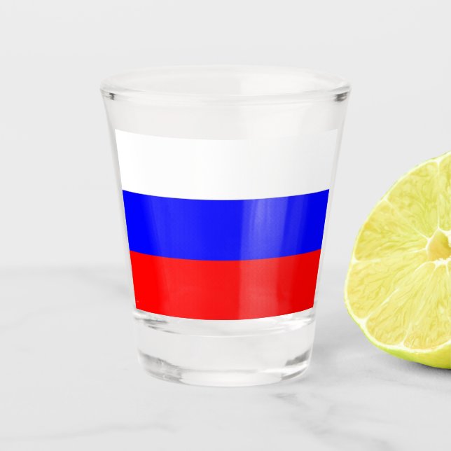 Patriotisches Schießglas mit der Flagge Russlands Schnapsglas (Vorderseite)