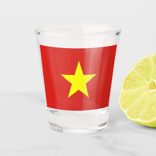 Patriotisches Schießglas mit der Flagge Vietnams Schnapsglas (Vorderseite)
