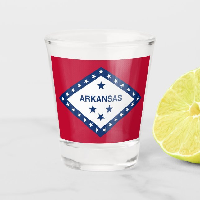Patriotisches Schießglas mit der Flagge von Arkans Schnapsglas (Vorderseite)