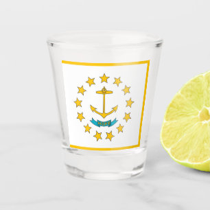 Patriotisches Schießglas mit der Flagge von Rhode Schnapsglas