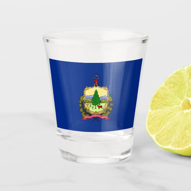 Patriotisches Schießglas mit der Flagge von Vermon Schnapsglas (Vorderseite)