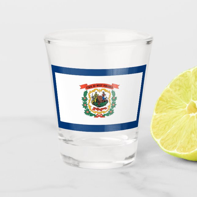 Patriotisches Schießglas mit der Flagge von West V Schnapsglas (Vorderseite)