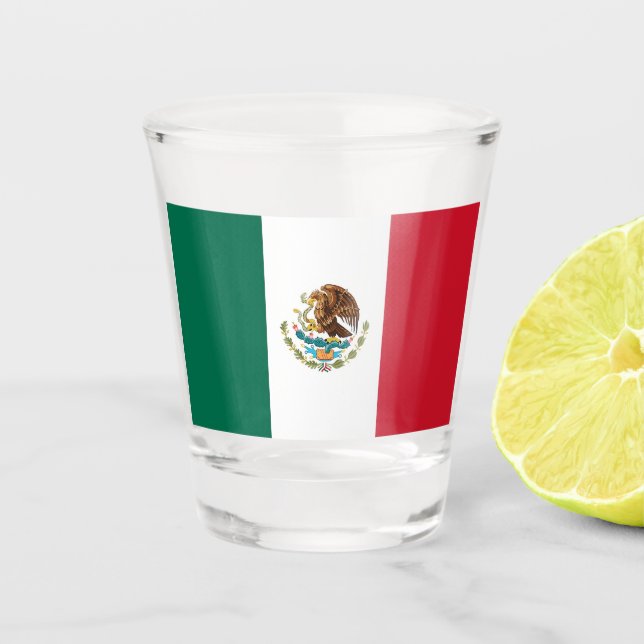 Patriotisches Schießglas mit Flagge Mexikos Schnapsglas (Vorderseite)