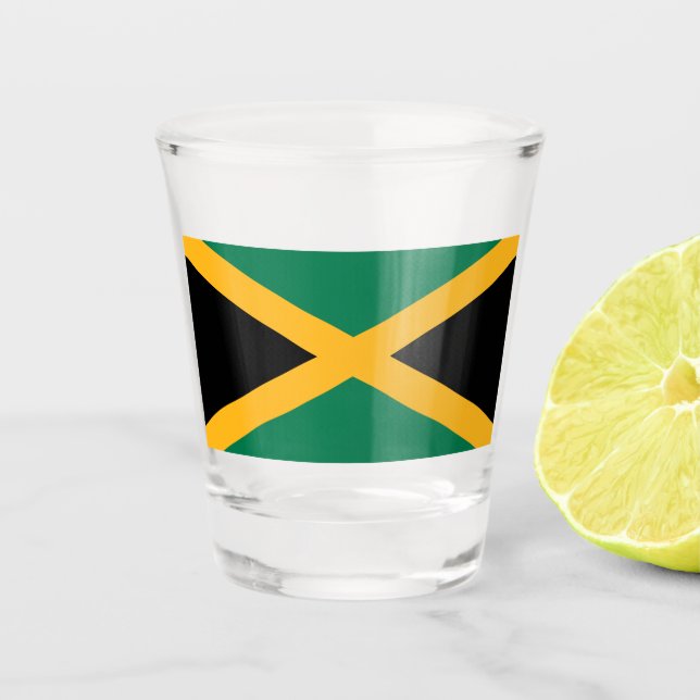 Patriotisches Schießglas mit Flagge von Jamaika Schnapsglas (Vorderseite)