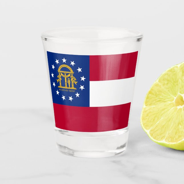Patriotisches Schießglas mit georgischer Flagge Schnapsglas (Vorderseite)