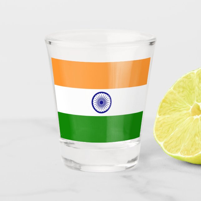 Patriotisches Schießglas mit indischer Flagge Schnapsglas (Vorderseite)