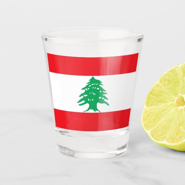 Patriotisches Schießglas mit Libanonflagge Schnapsglas (Vorderseite)