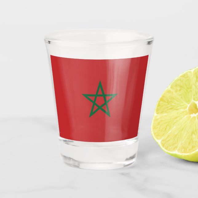 Patriotisches Schießglas mit marokkanischer Flagge Schnapsglas (Vorderseite)