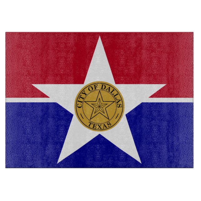 Patriotisches Schneidebrett mit Flagge von Dallas (Vorderseite)