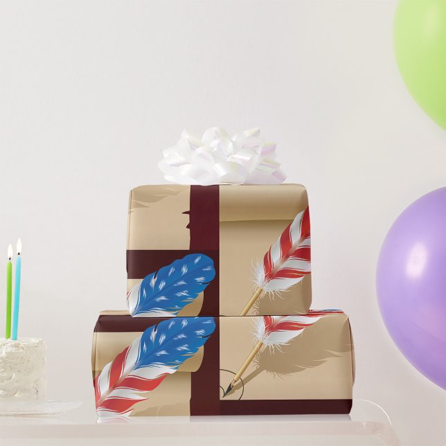 Patriotisches Schreibfeder auf antiker Papier Geschenkpapier (Von Creator hochgeladen)