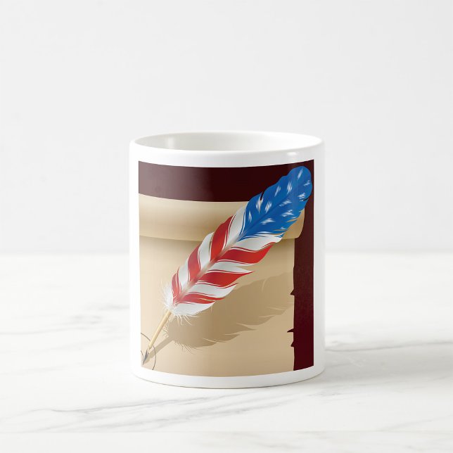 Patriotisches Schreibfeder auf antiker Papier Kaffeetasse (Von Creator hochgeladen)