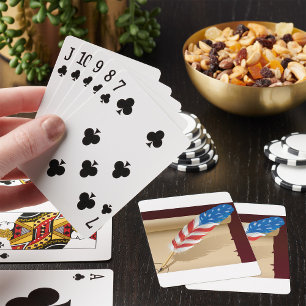 Patriotisches Schreibfeder auf antiker Papier Spielkarten