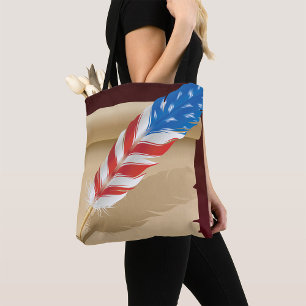 Patriotisches Schreibfeder-Motiv auf antikes Papie Tasche