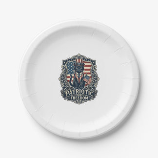 Patriotisches schwarzes Katze Vektorgrafik T-Shirt Pappteller