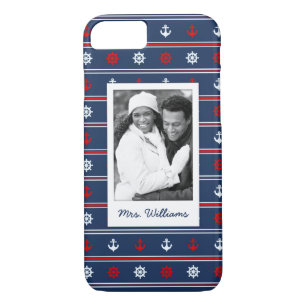 Patriotisches Seemuster Ihr Foto u. Name Case-Mate iPhone Hülle
