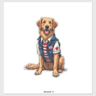 Patriotisches Servicehund Golden Retriever Shirt 4 Aufkleber