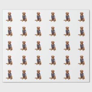 Patriotisches Servicehund Golden Retriever Shirt 4 Geschenkpapier