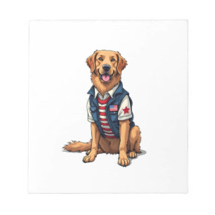 Patriotisches Servicehund Golden Retriever Shirt 4 Notizblock